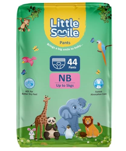 Image of Baby Diapers Pant Style | Size - NB - 44 (Pack of 1) | Odorless and Antibacterial Layer with Urine Indicator (44 Pieces)
