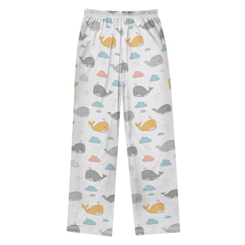Pajama Pants Lounge Sleep PJ Bottoms Sleepwear Elastic Waist Drawstring S Whale2