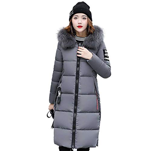 JS One Chaqueta de Mujer de Piel sintética Blusa Acolchada Abrigo de Invierno Parka Larga - Reino Unido tamaño 6-8 (M) Gris Cover