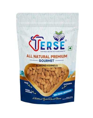 Image of TERSE Premium Natural Almonds 400g (Pack of 2) | Badam Giri, Healthy Snacks, Dry Fruits | Crunchy Nuts | High in Fiber | Rich in Protein | Magnesium | Phosphorus | Dietary Fibre | Zero Cholesterol