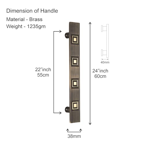 Image of COMPASS 24 inch Brass Main Door Handle | Door Handles for Main Door | Pull Handles for All The Doors of House | Office | Hotels | PH-257 (Pack of 1, Antique Finish)