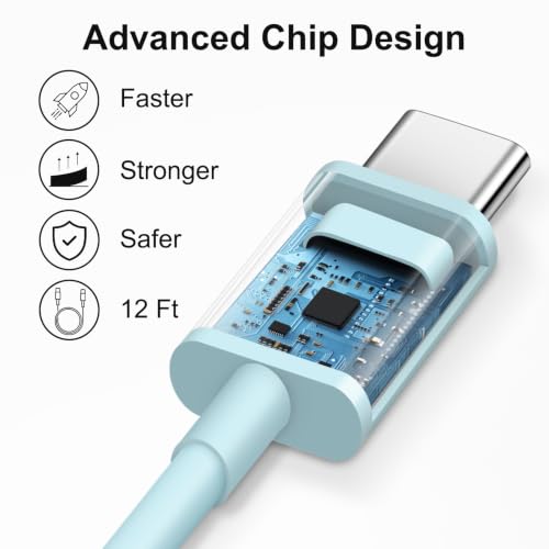 Image of iPhone 17 16 15 Charger Fast Charging 12FT - 20W USB C Charger Block | with 12FT Type C to C Cable Compatible with iPhone 17 /17 Pro /17 Pro Max /Air /16 /16e /15, iPad Pro, iPad Air (Blue)