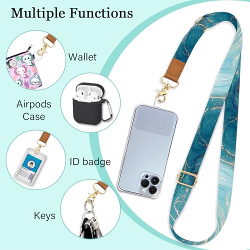 Image of Piefly Cell Phone Lanyard Crossbody Wrist Strap Adjustable for Women Marble | Travel Daily Cruise, Around the Neck, Hands-free, Universal, Fit Keys ID badge, Accessories, Compatible with Most Smartphones