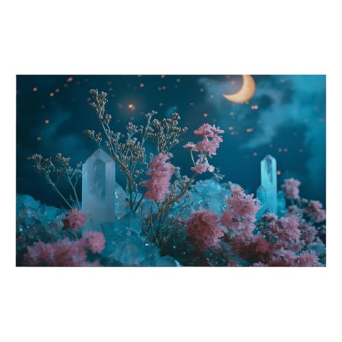 Papel de Pared Decorativo Luna Azul Flor Murales Decorativos Pared Sin Pegamento Fácil de Aplicar y Removible Papel Pintado Mural para Salón Dormitorio 274x254cm