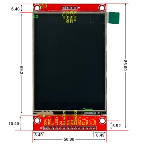 Image of 2.8 inch SPI TFT LCD Display ILI - 9341 Resisive Touch Screen Module 320x240 5V w /Card Slot for Arduino 2560 ESP32 Development Board