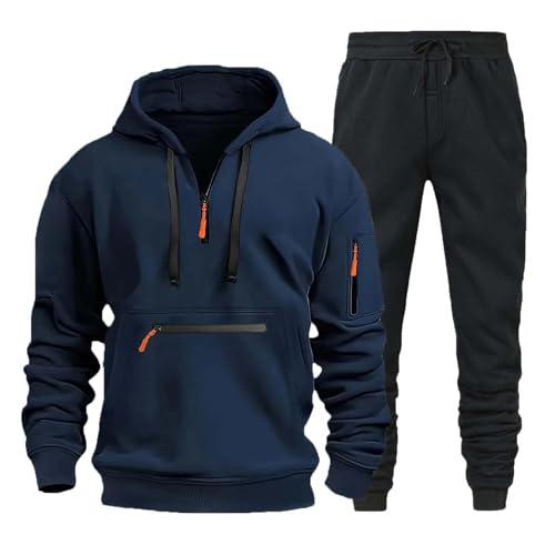 Conjunto de chándal para hombre, traje deportivo para hombre, traje de chándal, chándal deportivo, pantalones deportivos de fútbol, cómodo traje de invierno, juego de 2 piezas con capucha y pantalones