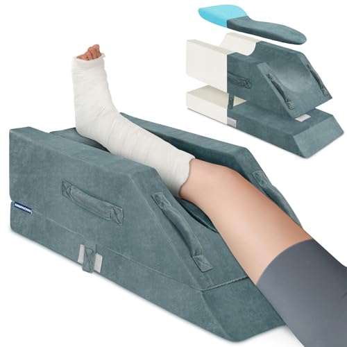 KingPavonini 4 höhenverstellbare Venenkissen Beinhochlagerungskissen für post-Op. ergonomischer Kurve Memory-Schaumstoff für Beinschwellungen & Schmerzlinderung Genesungshilfe nach Knie-OP ein Bein