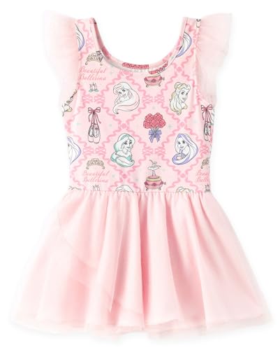 Image of Disney Frozen Elsa Princess Stitch Minnie Girls Ballet Leotards Ruffle Sleeve Shiny Leotard Dance Dress Ballerina Outfit 2-9Y