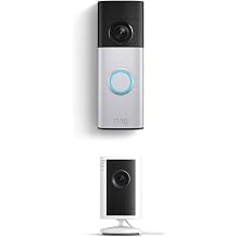 Ring Battery Doorbell Plus newest model, Nickel Silver with Indoor Cam Plus, White