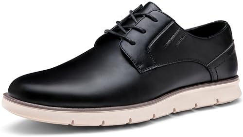 Image of Jousen Mens Dress Shoes Comfortable Business Casual Sneakers | Casual Dress Shoe Style Classic Plain-Toe Oxford Design Removable Footbed Work & Office Wear