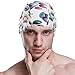 susiyo Colored Dog Paw Prints Mens Swim Caps Polyester Swimming Hat for Adult and Youth