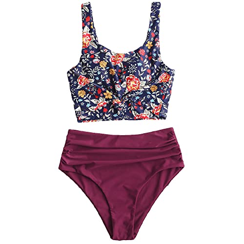 ZAFUL Bauchweg High Waist Tankini-Set mit Niedlichem Knoten,...
