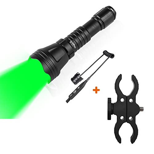 Image of KL52 Zoomable Hunting Flashlight Green Light Focus Adjustable Predator Varmint Lights with Stepless Dimming Pressure Switch, Quick Release Mount
