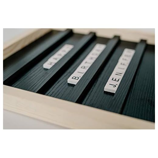 Scrabble Letter Board - Wood Letter Tile Rustic Sign Art | Farmhouse Style Letterboard Décor | Home or Office Decorations | Changeable Announcement Message Boards | 100 Wood Scrabble Tiles