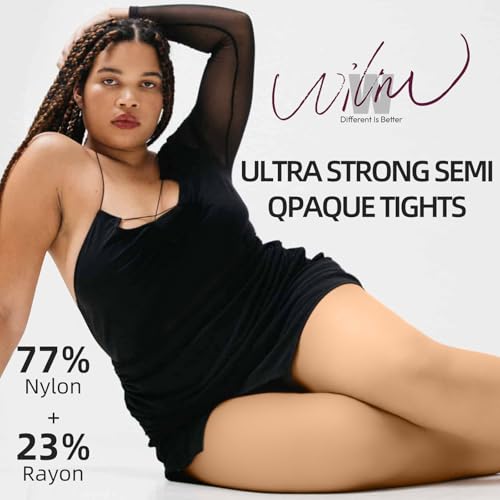 WiliW 2 Pairs Plus Size Ultra Strong tights for Women 10D Rip Resistant Sheer Pantyhose High Waist Control Top Tights2