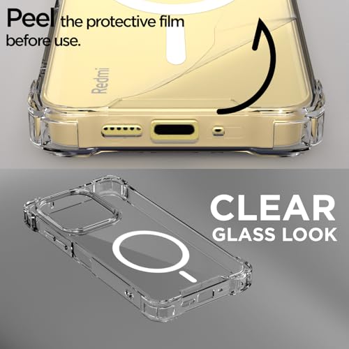 Image of Pikkme Back Cover for Redmi 13 5G / Poco M6 Plus 5G Mag-Safe Shockproof PC + TPU | Protective Case Magnetic Support | Bumper Case (Transparent Mag-Safe)