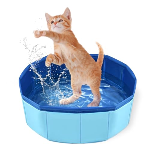 Katzenpool 30 × 10 cm Faltbarer Katzen Pool Hundepool Klein PVC Sommer Haustierpool Mini Pool für Katzen Welpen Baden Spielen Spa