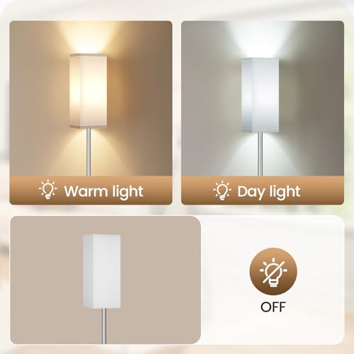 Image of 2Pack Floor Lamp, Pole with Foot Switch, Modern Standing Lamp Lamp, Minimalist Freestanding Lamp (Bulb Not Included), for Living Room, Bedroom Office ETL Listed, Silver and White,SCW07LDP205
