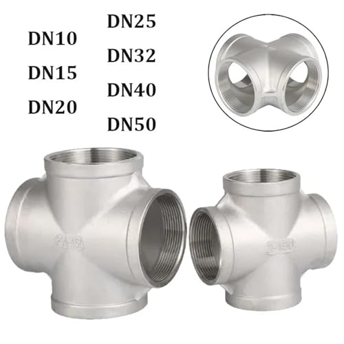 Conector cruzado de 4 vías de acero inoxidable 304 hembra de 1/2 pulgada para tuberías 3