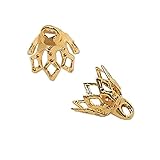 BEAD CAP BELL CONNECTOR 6mm BAIL w/loop LEAF 4 prong or FILIGREE 7 prong 25pcs (Gold Filigree)