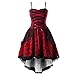 Produktbild Kleid Damen Retro Vintage Drucken Gothic Steampunk Röcke Karneval Party Rüschen Mini Rock Spitze Punk Kleid Cocktailrock Cosplay Kostüm Schulter Oberteil Fasching Fasnacht Abendkleid Piebo
