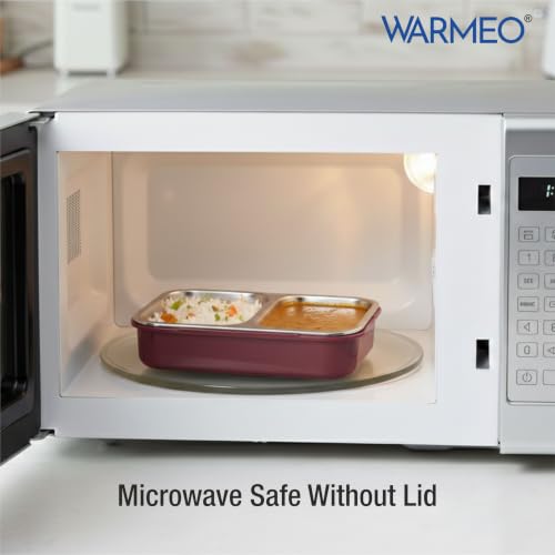 Image of WARMEO BENTO Microwave-Safe Stainless Steel Lunchbox with 2 compartments,bpa Free,Perfect for Office, School, Travelling,750ml-Pink