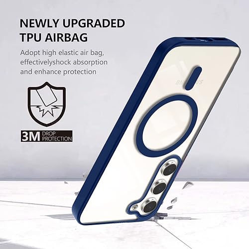 Image of KARWAN️ Hybrid Transparent Samsung Galaxy S24 Back Cover Case Compatibe with Mag-Safe|Shockproof Design |Camera Protection Bump|Transparent Back Cover Case for Samsung Galaxy S24(PC, TPU|Blue Bumper