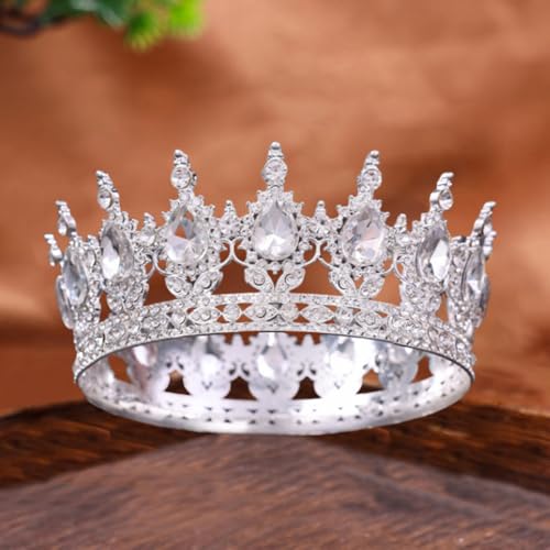 XFSRG Elegante Diademe Krone Damen Strass Kristall Tiara für Hochzeiten und besondere Anlässe Luxuriöse Kronen für Frauen (Silber)