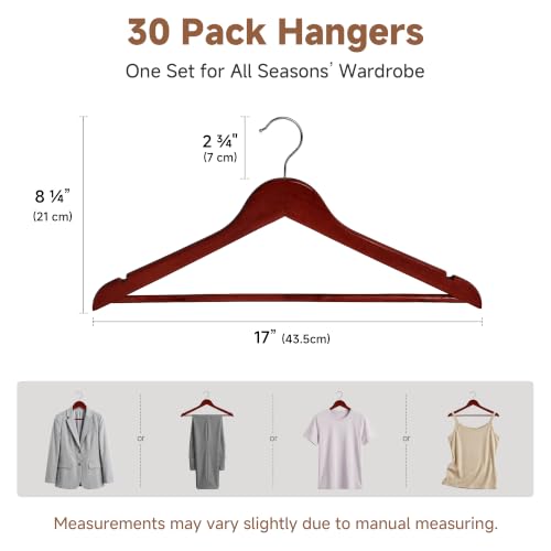 Image of StorageWorks Wooden Coat Hangers, 30 Pack Wood Clothes Hanger for Closet