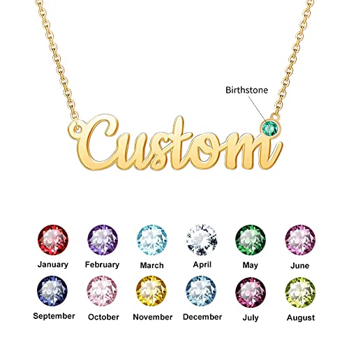 Personalized Name Necklace 10K/14K/18K Gold/Sterling Silver Custom Name Necklace Birthstone Necklace Jewelry Gift for Women Girls3