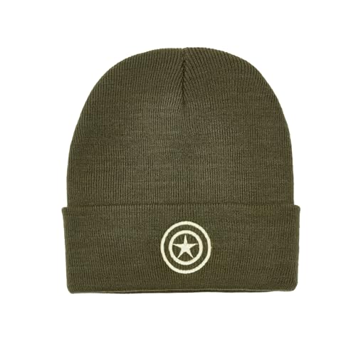 Cotton Soul Marvel Captain America Mono Shield Bonnet unisexe Vert olive Taille unique, vert olive, Taille unique