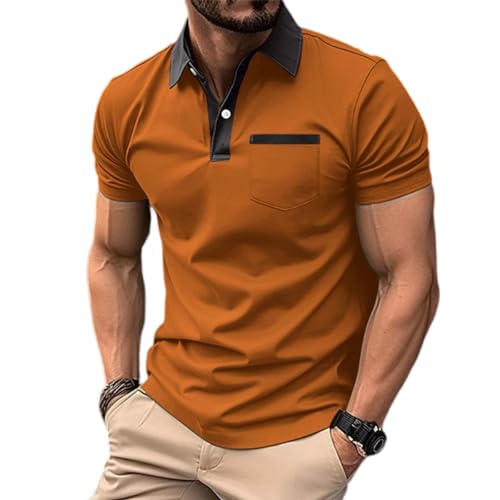 Mens Short Sleeve Polo Shirts Casual Summer Button Basic Shirt Classic Golf Fashion Tops with Pocket