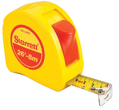 Starrett KTS1-26ME-N 8m/ 26ft Metric and Imperial Reading Pocket Tape, gelb