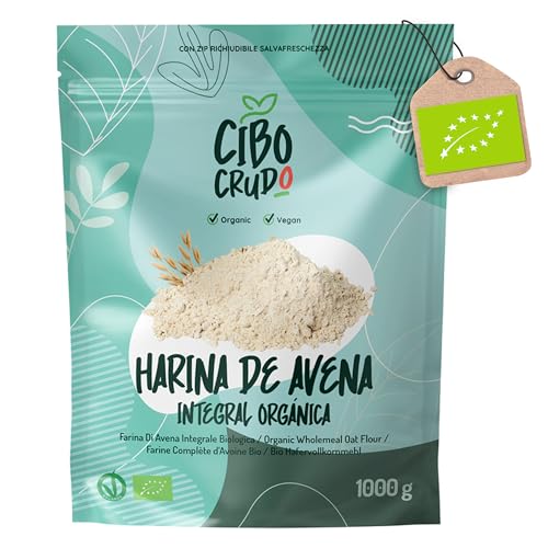 Harina de Avena Integral Ecológica en Polvo - 1Kg. Harina Avena Integral Molida en Polvo Sabores Neutro. Avena en Polvo Proteica para Pizza Pasta o Dulces como Pancakes.