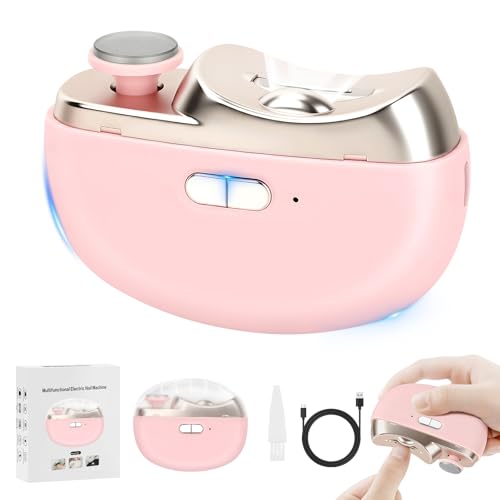 Athvcht 電動爪切り 電動爪削り 2in1 爪切り 電動 2段階スピード 爪切り爪磨き両用 LEDライト付き Type-C充電式 自動爪切り 超軽量 ネイルケア 簡単操作 安全 低騒音 電動爪切り 赤ちゃん/子供/大人/高齢者向け 電動爪切り