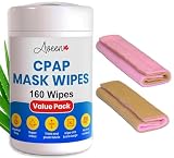 Aveen CPAP Mask Wipes 160 Count with 2 CPAP Strap Covers, Extra Large Unscented CPAP Cleaning Wipes for Mask, Machine & Accessories, Lint Free, Alcohol Free and Universal Soft Fleece CPAP Covers