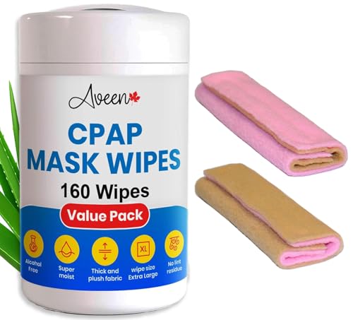 CPAP-Maskentücher mit CPAP-Bezügen von Aveen 160 extra große Feuchttücher 2 universelle CPAP-Bezüge aus weichem Fleece parfümfreie CPAP-Reinigungstücher