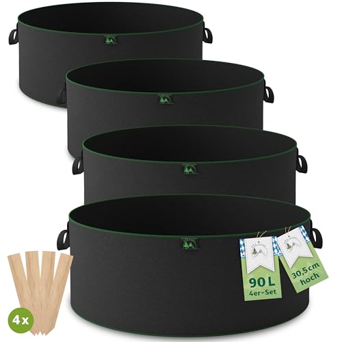 TTL GARDEN 4X 90L Hochbeet Pflanzsack aus Vliesstoff - 4er Set 90 Liter Filz Hochbeet Pflanzsäcke Øâ€¦ – Miniatur