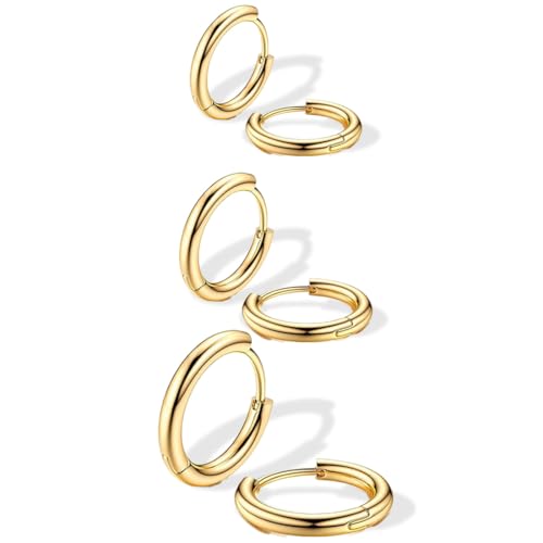 JEYORZY 3 Paires Boucle d'Oreilles Créoles, Piercing Boucles d'Oreilles, Boucles d’Oreilles Anneau Femme, Boucle d Oreille Homme Anneaux, Boucle d'oreille Femme...