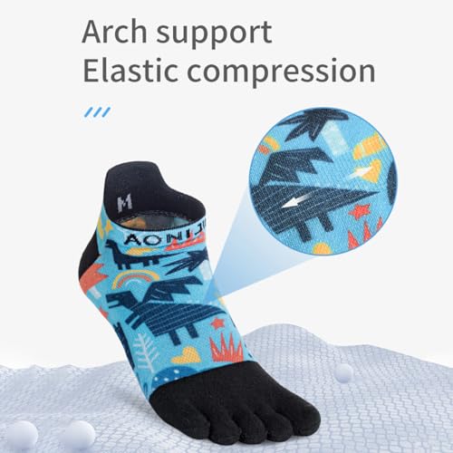 AONIJIE Toe Socks for Men Women Athletic Running Five Finger Socks 3 Pairs Ankle Colorful Funny Novelty Socks4