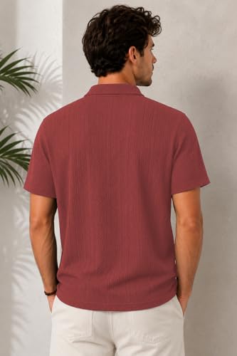 Image of TAGDO Men's Chain Jacquard Polo T Shirt | Half Sleeve | Comfortable Fit Wear | Stylish Casual Look | Breathable Feel |Modern Style | Easy Movement | Everyday Wear (Polo)