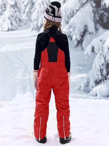 Image of Haloumoning Kids Snow Bibs Girls Ski Pants Waterproof Insulated Snowboard Overalls Snowsuit 5-14 Years