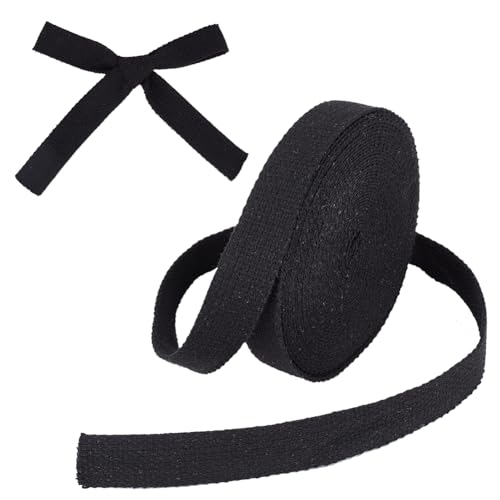 OLYCRAFT 27m/29.5 Yards(3 Rolls) Black Cotton Webbing 1 Inch Wide Heavy Cotton Ribbons Straps Roll Heavy Sewing Webbing Sewing Twill Ribbon Polycotton Flat Webbing Tape Roll for DIY Crafts Decoration