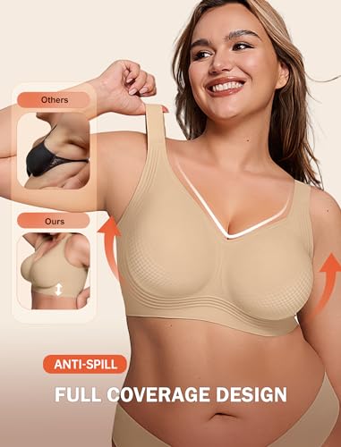 Image of LetsJoli Bras for Women Supportive Wireless Push Up Bra Full Coverage No Underwire Seamless Plus Size for Older Women