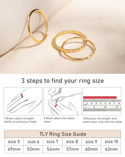 TLY Stackable Rings for Women Non Tarnish 18K Gold Silver Plated Dainty Stacking Rings Set Thumb Thin Cute Knuckle Pinky Finger Ring Promise Engagement Wedding Band Rings Size 5 6 7 8 9 10 Trendy Jewelry Gift for Women 5