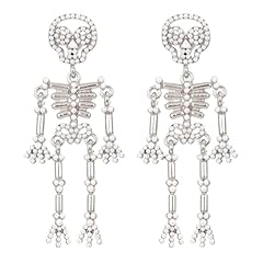 C-Silver Plated White Skeleton Earrings