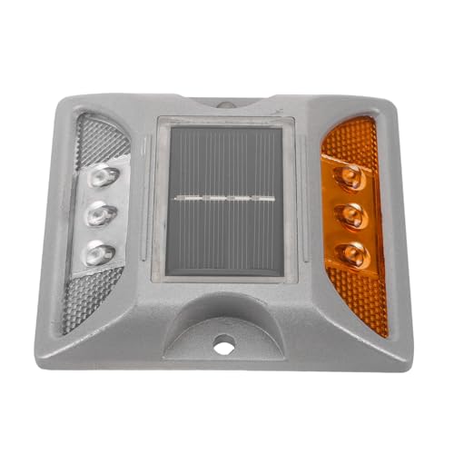 BAZEITFLOW Luces Solares de Posición Impermeables para Exteriores 12x10x2 Cm, Marcadores Reflectantes de Aluminio Fundido Amarillo y Claro para Vías, Escaleras y Entradas de Vehículos,