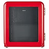 MEDION Retro Mini Kühlschrank mit Glastür (Getränkekühlschrank, für Flaschen und Dosen, 48 Liter, Flaschenkühlschrank, höhenverstellbare Füße, MD37310) rot