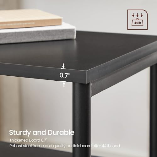 Image of VASAGLE Tall Side Table, End Table with Storage Shelves, 3-Tier Slim Table, Steel Frame, for Living Room, Study, Bedroom, Industrial, Black ULET273B16