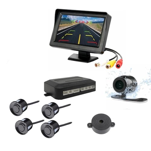 radar di retromarcia auto sensore di parcheggio inverso di backup radar assistenza 4,3 pollici specchietto retrovisore monitor parcheggio auto radar inverso (12 V/colore A)